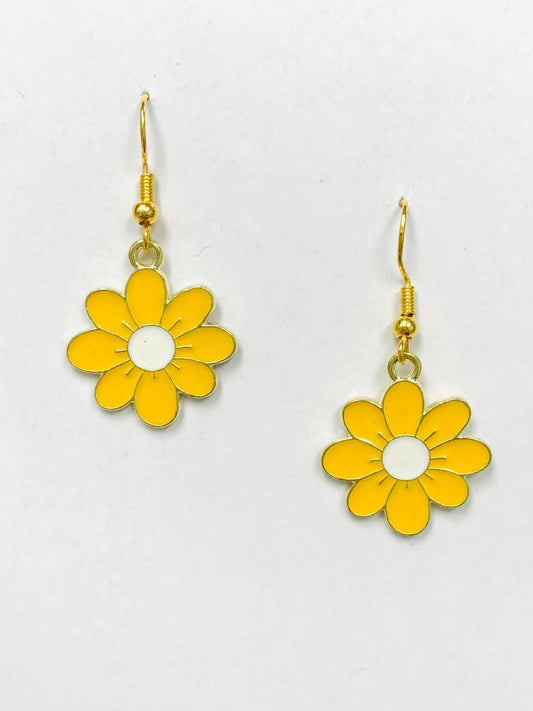 Yellow Daisy Flower Earrings