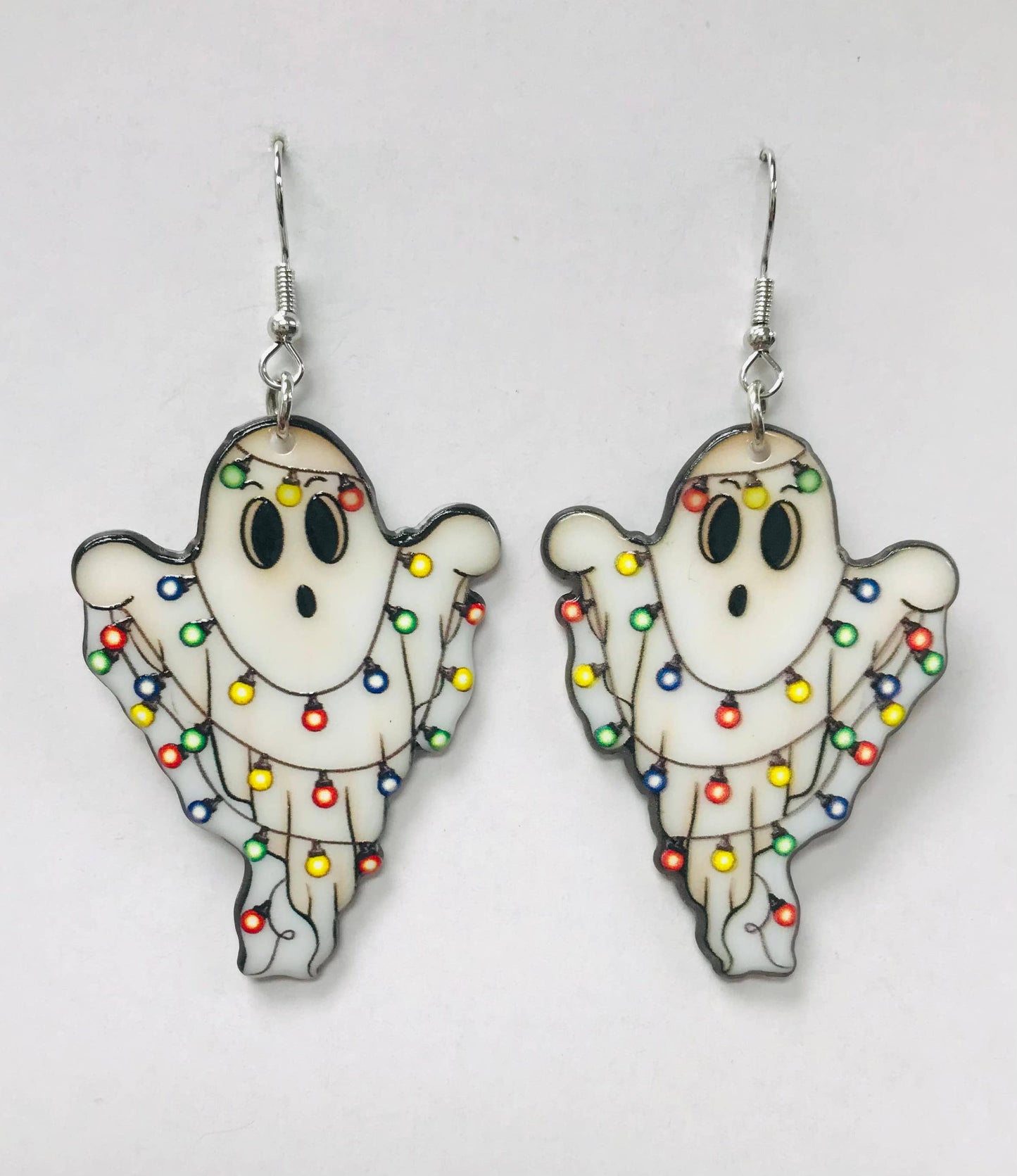 Acrylic White Christmas Ghost Earrings, Ghost Earrings