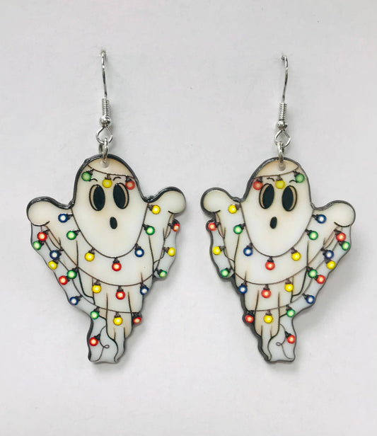 Acrylic White Christmas Ghost Earrings, Ghost Earrings