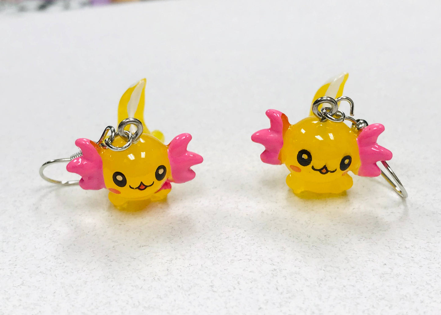 Acrylic Pink Cute Kawaii Earrings: Yellow