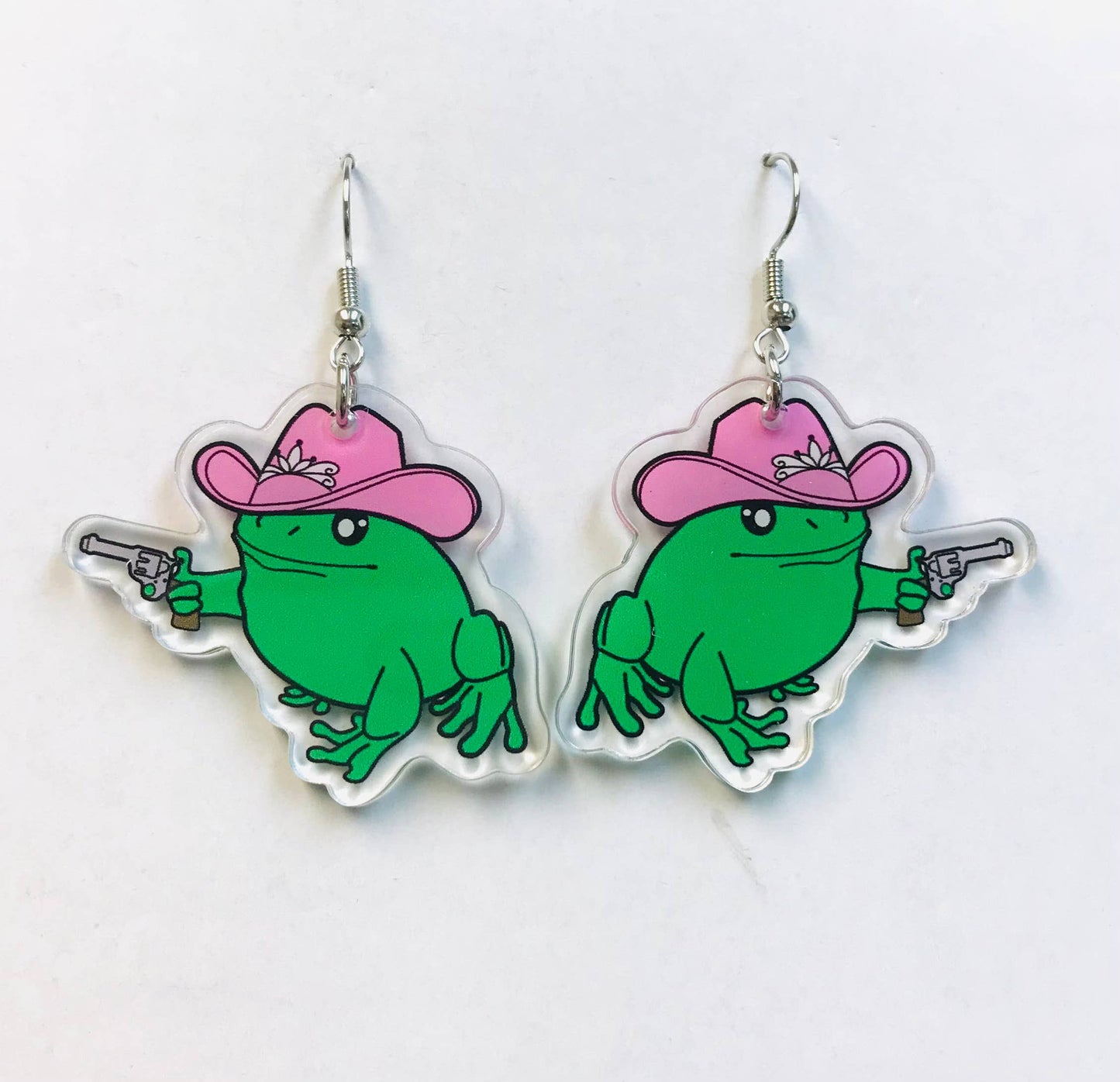 Acrylic Cowboy Frog Earrings