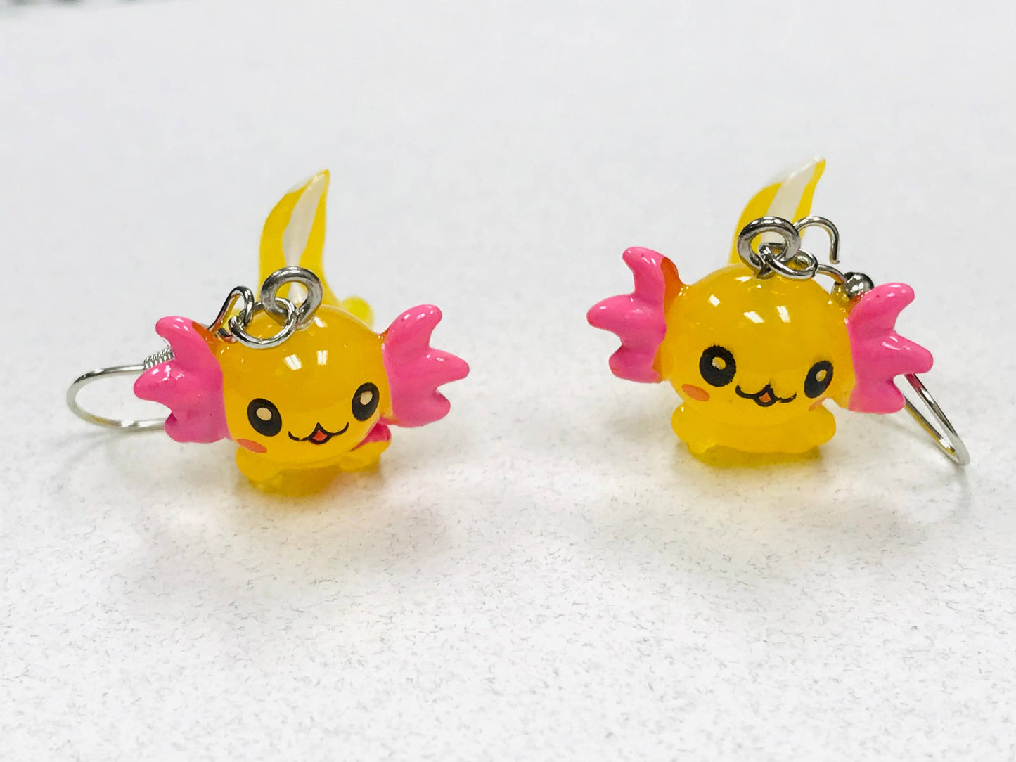 Acrylic Pink Cute Kawaii Earrings: Yellow