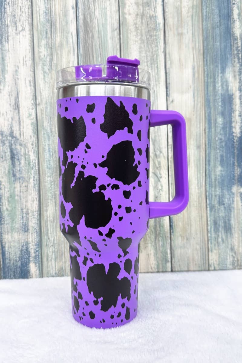 COW STAINLESS STEEL TUMBLERS CUP 40oz : Purple