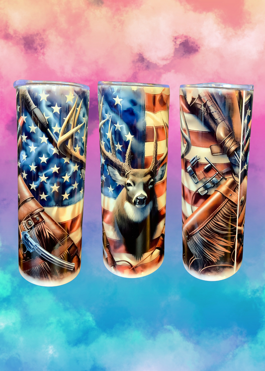 20 oz Skinny Tumbler - American Deer