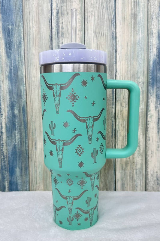 LONGHORN STAINLESS STEEL TUMBLERS CUP 40oz : Turquoise