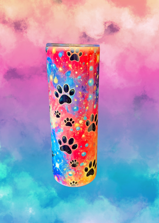 20 oz Skinny Tumbler -  galaxy Paw Print