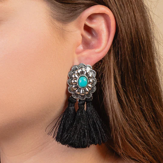 Turquoise and black dangle earrings