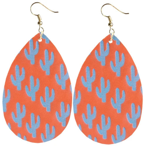 Orange cactus earrings