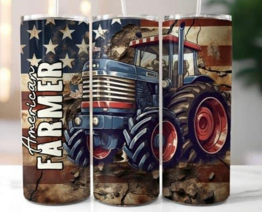 20 oz Skinny Tumbler - Farmer/Tractor