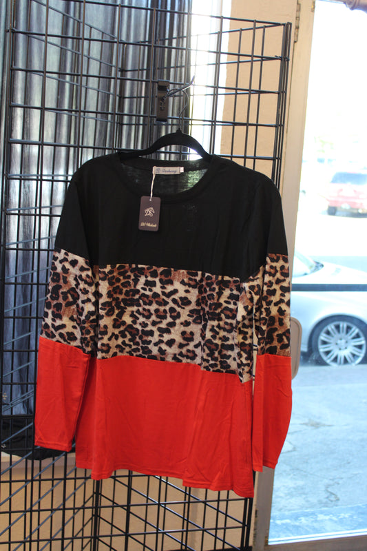 Red Leopard Block Long sleeve