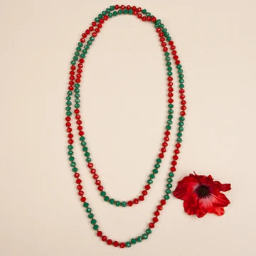 60 in beaded necklace - Red And Green