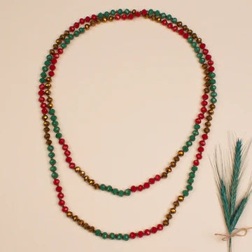 60 in beaded necklace - Red, Gold And Green