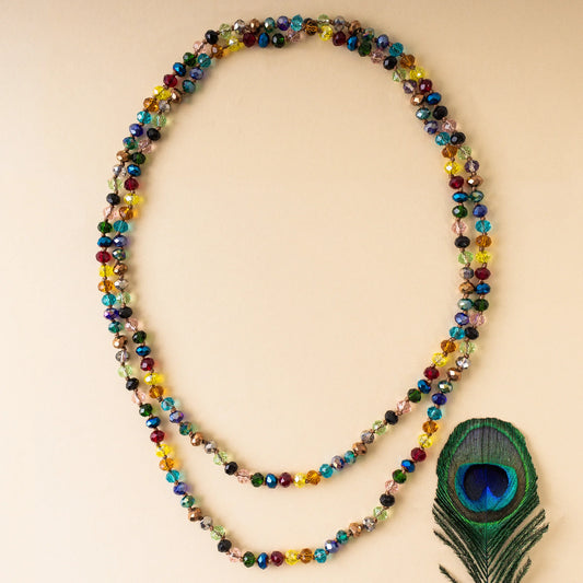 60 in beaded necklace - Colorful clear multi