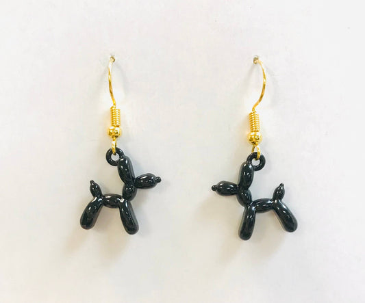 Black Balloon Dog Earrings Earrings