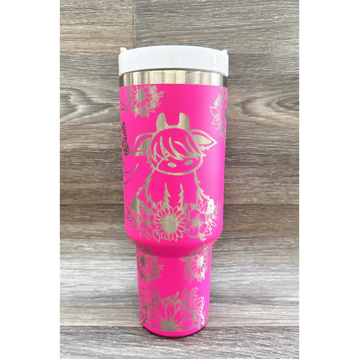 Highland Cow Stainless Steel Tumblers Cup 40oz - Pink