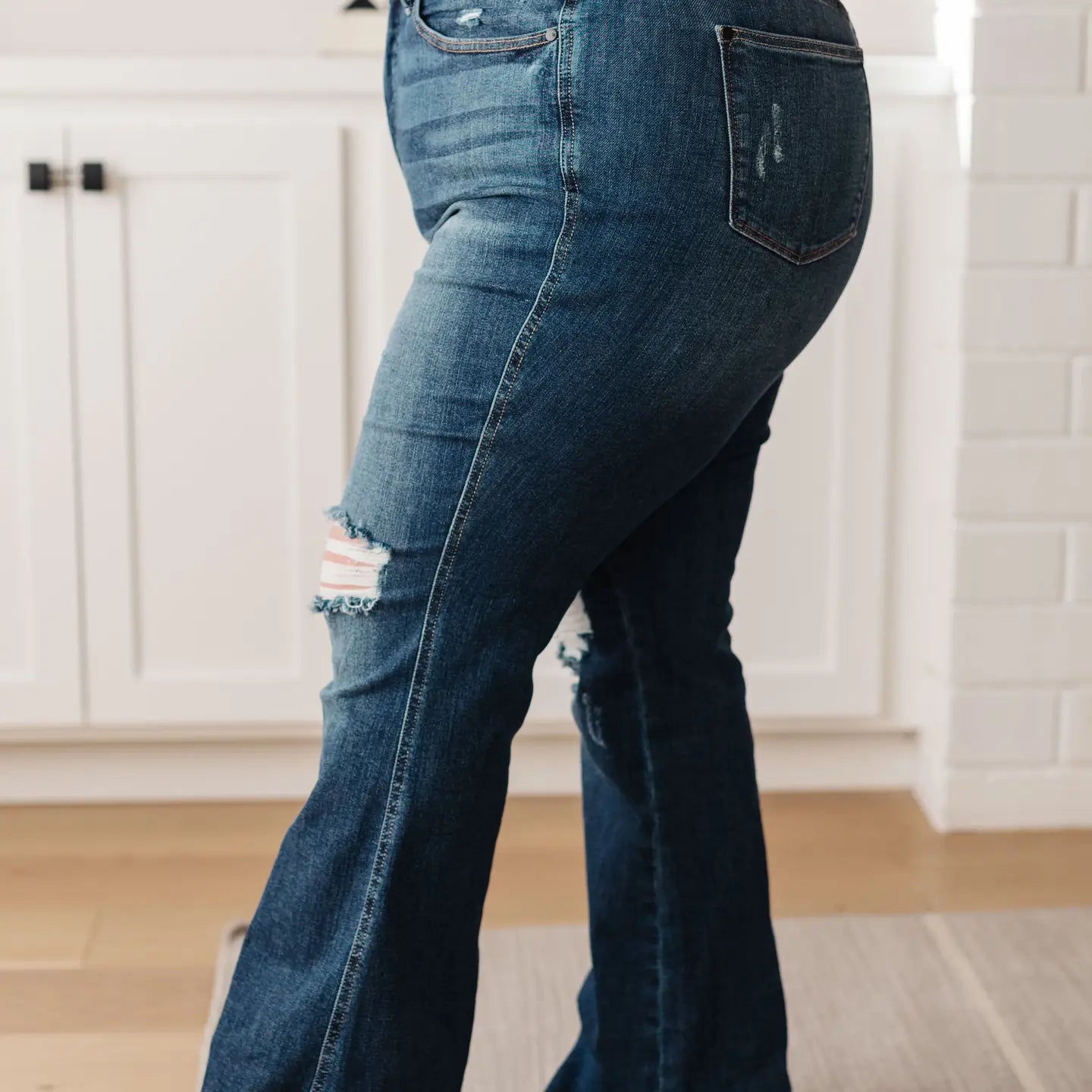 Judy Blue High Rise Control Top Distressed Flare Jeans