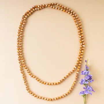 60 in beaded necklace - Mustard