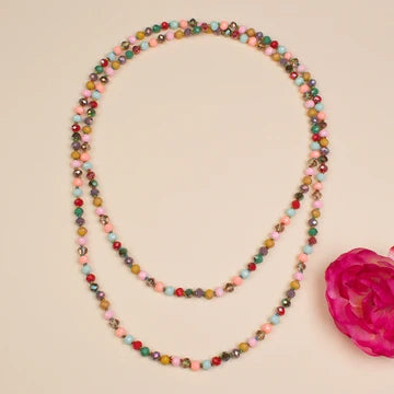 60 in beaded necklace - Pink Multi